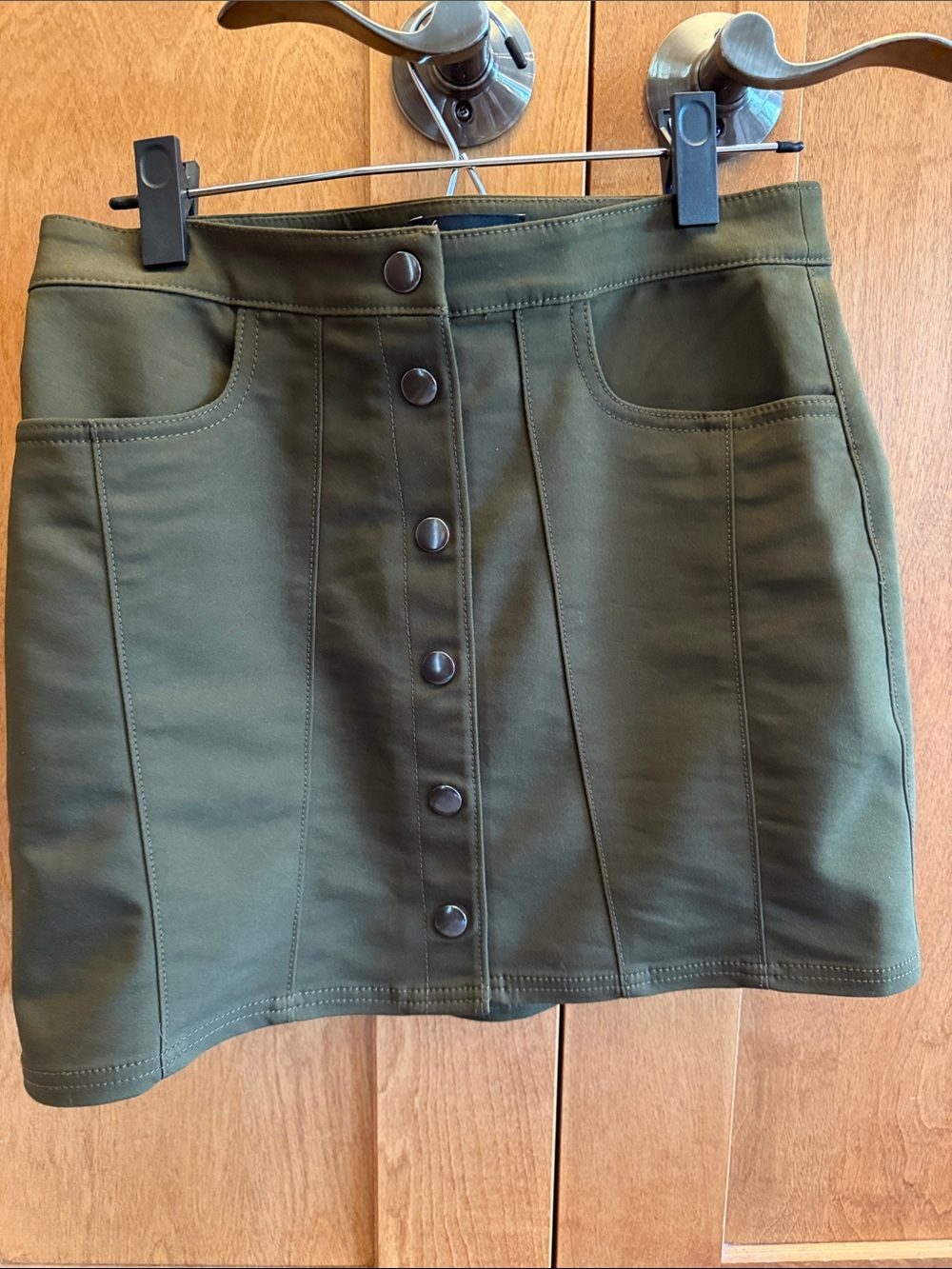 Express Olive Green Button-Front Mini Skirt sz 6